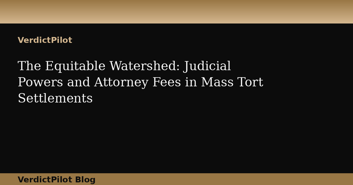 The Equitable Watershed: Judicial Powers and Attorney Fees in Mass Tort Settlements
